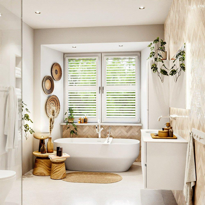 MONDIAZ VICA meuble sous lavabo 120cm Talc 2 tiroirs. Lavabo MOON gauche sans trou de robinet, couleur Talc.
