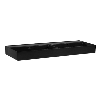 Plieger Kansas wastafel dubbel zonder kraangaten met overloop 120x46.6cm matzwart 271086