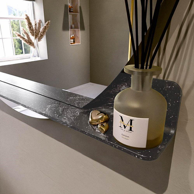 Mondiaz SPOT miroir – Ø 120 cm – avec tablette – Lava (marbre noir)
