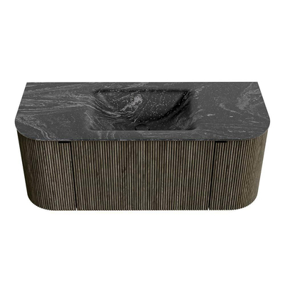 Mondiaz KURVE-DLUX Badkamermeubelset - 110x46x40cm - 1 lade - 2 deuren - wastafel solid surface - midden - 1 kraangat - Shadow
