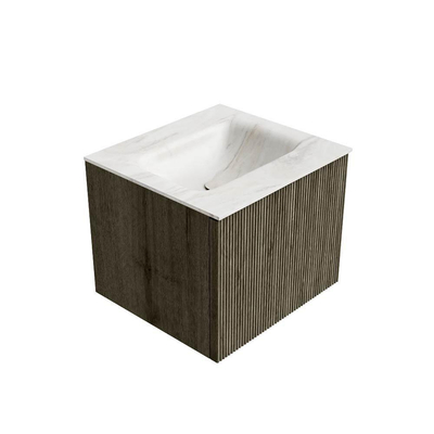 Ensemble de meuble de salle de bain Mondiaz KURVE-DLUX - 50x46x40cm - 1 tiroir - lavabo en solid surface - milieu - sans trou de robinet - Shadow