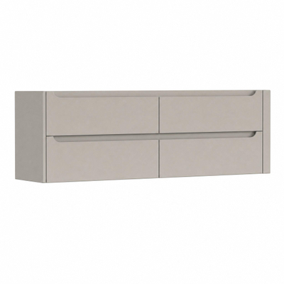 H&R Badmeubelen Juice Wastafelonderkast - 160x45x50cm - rechterhoek afgerond - 4 lades - geïntegreerde greep - beige mat