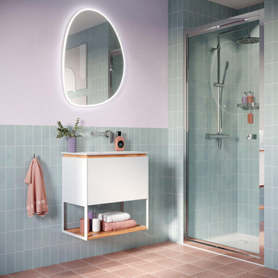 Crosswater Mada Miroir led salle de bain - 60x80cm - horizontal/vertical - 2700K à 6400K - intensité réglable - forme caillou
