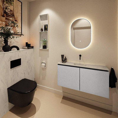 MONDIAZ TURE-DLUX 100cm toiletmeubel Plata. EDEN wastafel Opalo positie midden. Zonder kraangat.