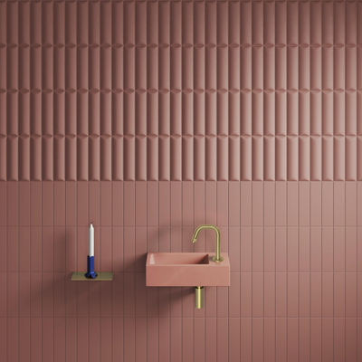 Clou Flush 3 lave-mains 36x18cm avec trou de robinet à droite céramique rose mat