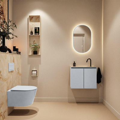 MONDIAZ TURE-DLUX Meuble toilette - 60cm - Clay - EDEN - vasque Frappe - position centrale - 1 trou de robinet