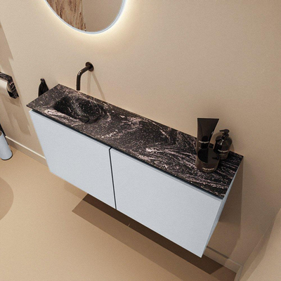 MONDIAZ TURE-DLUX Meuble toilette - 100cm - Clay - EDEN - vasque Lava - position gauche - sans trou de robinet