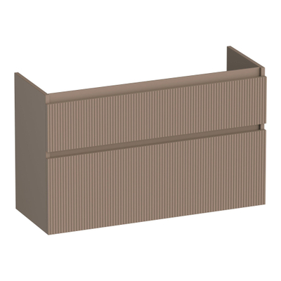 BRAUER Delight Wavy meuble vasque peu profond 100 2 tiroirs à fermeture douce - sans poignée - 1 découpe pour siphon - mokka mat
