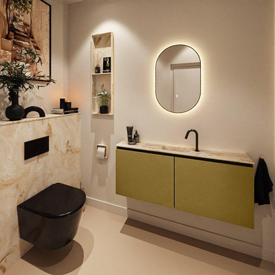 MONDIAZ TURE-DLUX Meuble toilette - 120cm - Oro - EDEN - vasque Frappe - position centrale - 1 trou de robinet