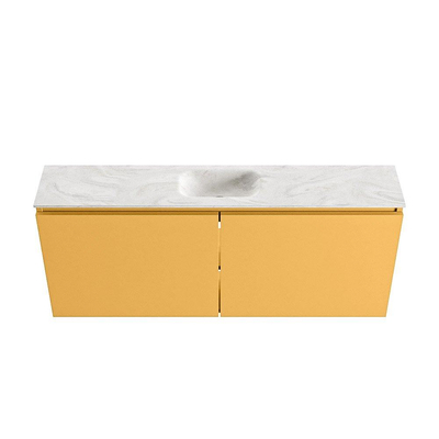 MONDIAZ TURE-DLUX meuble WC 120 cm Ocher. Lavabo EDEN Ostra position milieu. Avec 1 trou de robinet.