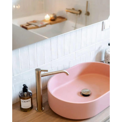 Arcqua Case lavabo vasque - 55x36cm - Ovale - Marbre de synthèse Rose Mat