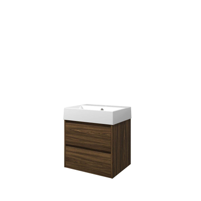 Proline loft ensemble de meubles de salle de bain 60x46x62cm meuble chêne cabana symétrique avec 1 trou pour robinet porcelaine blanc brillant