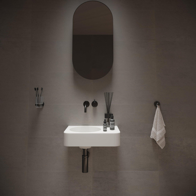 Ideavit Solidbrio Fontein 45x33x14cm rechthoek 0 kraangaten 1 wasbak Solid surface wit