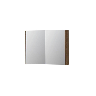 INK SPK2 Chocolate spiegelkast – 100x74x14 cm – 2 deuren, dubbelzijdige spiegeldeuren – Massief Eiken mat