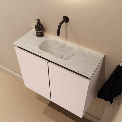 MONDIAZ TURE-DLUX Meuble de toilettes 60cm Rosee. EDEN lavabo Opalo position milieu. Sans trou de robinet.