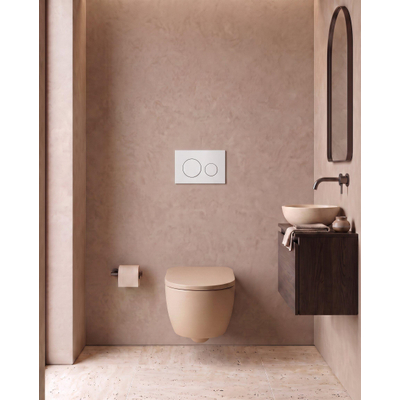 QeramiQ Dely Swirl Toiletset - 36.3x51.7cm - Geberit UP720 Duofix Sigma inbouwreservoir - 35mm zitting - metalen bedieningsplaat mat wit - ronde knoppen - mat beige