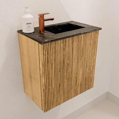 Mondiaz JOYA-DLUX 40cm toiletmeubel - kleur Oak - Wastafel FAYE positie Rechts 1 kraangat kleur Lava.