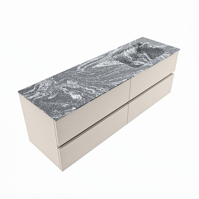 Mondiaz VICA-DLUX ensemble de meuble de salle de bain - 150cm - meuble sous-vasque lin - 4 tiroirs - lavabo encastrée cloud droite - 1 trou de robinet - version haute de 60cm - lave