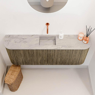 Mondiaz JOYA-DLUX 113.2cm toiletmeubel - ronding links en rechts kleur Dusk - Wastafel FAYE positie Midden Zonder kraangat kleur Glace.