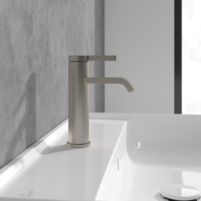 Villeroy & Boch Dawn 1 greeps wastafelkraan - zonder pop up afvoergarnituur - Brushed Nickel (rvs)