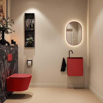 MONDIAZ TURE-DLUX Meuble toilette - 40cm - Fire - EDEN - vasque Lava - position droite - 1 trou de robinet