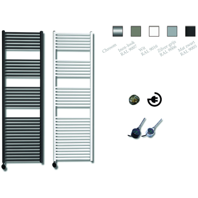 Sanicare Elektrische Design Radiator - 172 x 45 cm - 920 Watt - thermostaat chroom linksonder - inox look