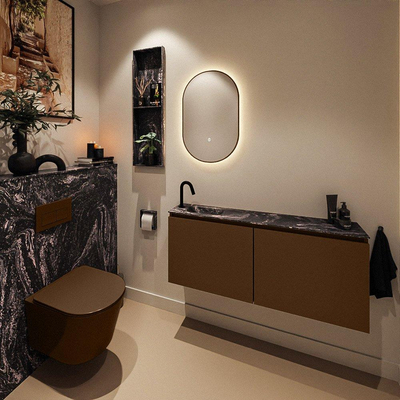 MONDIAZ TURE-DLUX 120cm toiletmeubel Rust. EDEN wastafel Lava positie links. Met 1 kraangat.