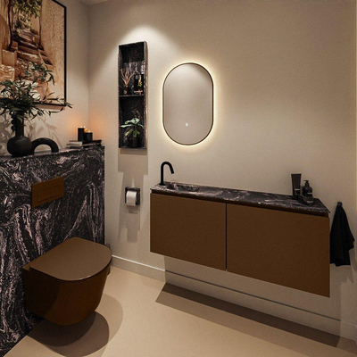 MONDIAZ TURE-DLUX Meuble toilette - 120cm - Rust - EDEN - vasque Lava - position gauche - 1 trou de robinet