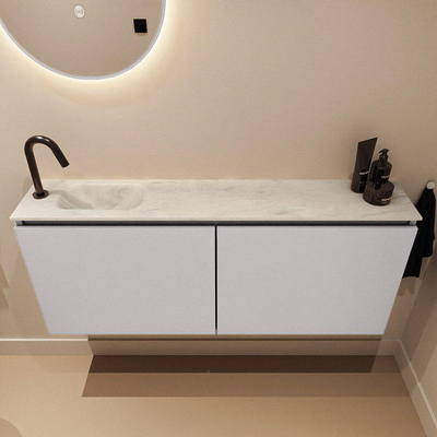 MONDIAZ TURE-DLUX Meuble toilette - 120cm - Cale - EDEN - vasque Opalo - position gauche - 1 trou de robinet