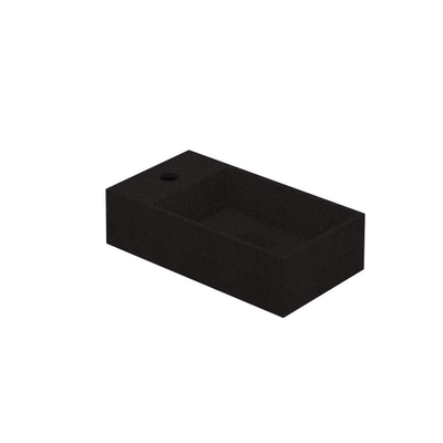 INK Contra Fontein - 40x22x10cm - wasbak rechts - 1 kraangat - polystone Quartz zwart OUTLETSTORE