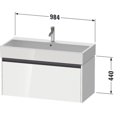 Duravit ketho 2 meuble sous lavabo avec 1 tiroir 98.4x46x44cm avec poignée anthracite graphite super mat
