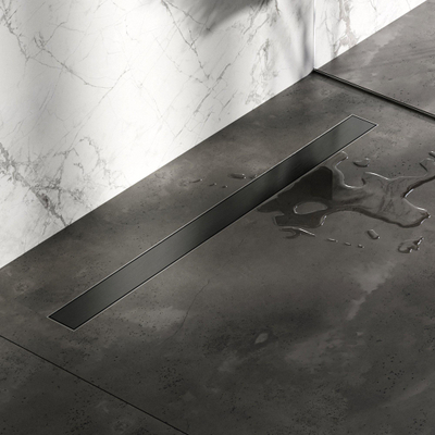Brauer Douchegoot - 90x7.5cm - vloerflens - tegelinlegrooster omkeerbaar - RVS - geborsteld gunmetal