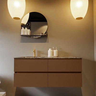 Mondiaz VICA-DLUX ensemble de meuble de salle de bain - 120cm - meuble sous-vasque reposant - 4 tiroirs - lavabo encastré cloud gauche - 1 trou de robinet - version haute de 60cm - lave