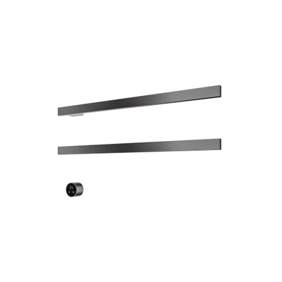 Hotbath &MORE Handdoekradiator - 80x38cm - vierkant - 2 stangen - horizontaal - met schakelaar - PVD - geborsteld gunmetal (antraciet)