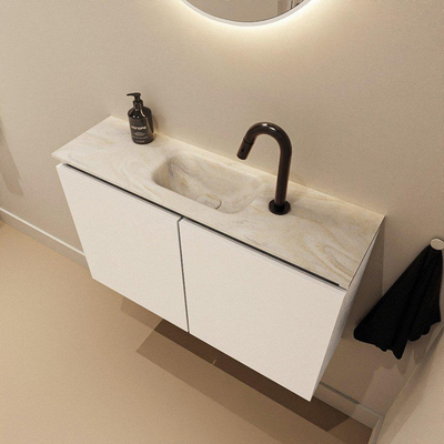 MONDIAZ TURE-DLUX 80cm toiletmeubel Talc. EDEN wastafel Ostra positie midden. Met 1 kraangat.