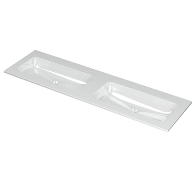INK Aspekt wastafel - 120x45x1.5cm - 2 wasbakken - 0 kraangaten - porselein wit glans