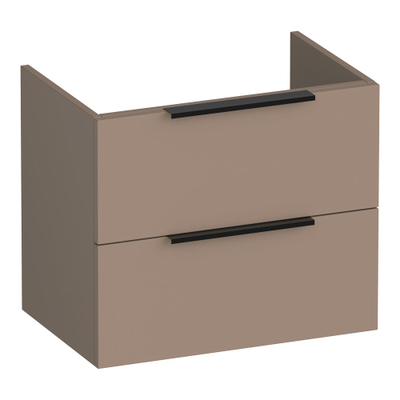 BRAUER Elevate meuble sous-lavabo peu profond 60 sans poignées rapportées 2 tiroirs à fermeture douce et 1 découpe pour siphon - moka mat