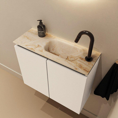 MONDIAZ TURE-DLUX 60cm toiletmeubel Talc. EDEN wastafel Frappe positie rechts. Met 1 kraangat.