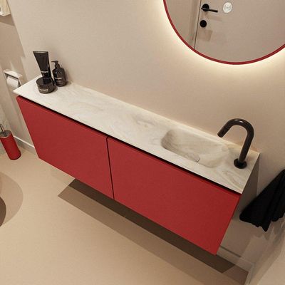 MONDIAZ TURE-DLUX 120cm toiletmeubel Fire. EDEN wastafel Ostra positie rechts. Met 1 kraangat.