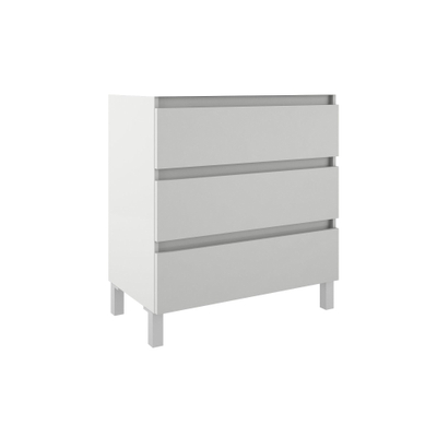 Saniclass Chaci PLUS Meuble de salle de bain - 80x86x46cm - plan de toilette - 3 tiroirs - ovale miroir - blanc mat