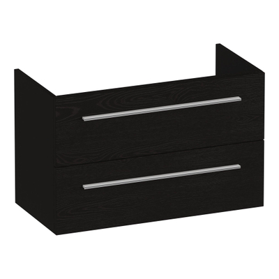 BRAUER Trust meuble de salle de bains peu profond 80 sans poignées rapportées 2 tiroirs softclose et 1 découpe pour siphon - Timber Black