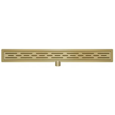 Wiesbaden Douchegoot met flens en rooster 70 x 7 cm geborsteld messing PVD