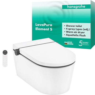 Hansgrohe Lavapura Douchewc - 37.5x59.5x40cm - spoelrandloos - geurafzuiging - warme luchtdroging - ladydouche - softclose - glans wit