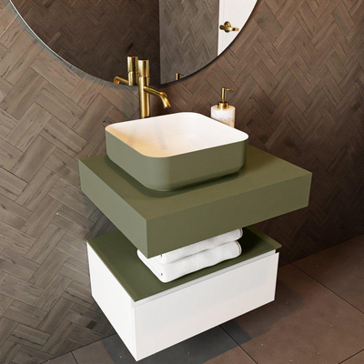 Mondiaz TOP 51 Topblad - 40x51x12cm - geschikt voor afdekplaat - Solid surface - Army