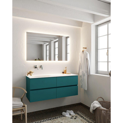 ENSEMBLE DE MEUBLE MONDIAZ VICA - 120cm - 4 tiroirs - lavabo Moon gauche - 0 trous de robinet - solid surface smag