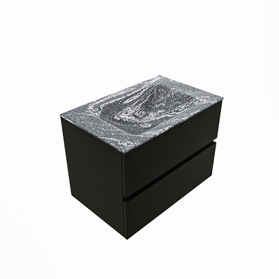 Mondiaz VICA-DLUX Badkamermeubelset - 80cm - urban - 2 lades - Inbouw wastafel CLOUD - midden - zonder kraangat - kleur Lava - XL versie 60cm hoog