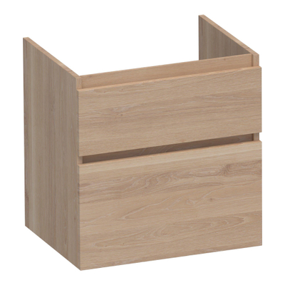 BRAUER Delight wastafelonderkast - 60x46x60cm - 2 softclose lades - greeploos - 1 sifon uitsparing - massief eiken - lamellen eiken naturel