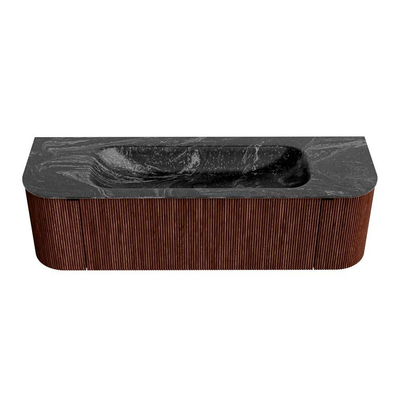 Mondiaz KURVE-DLUX Badkamermeubelset - 150x46x40cm - 1 lade - 2 deuren - wastafel solid surface - midden - zonder kraangat - Ruby