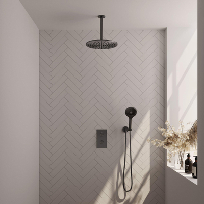 BRAUER Gunmetal Edition inbouw regendoucheset – Ø30 cm hoofddouche – 30 cm plafondbuis – ronde handdouche