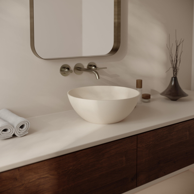 Ideavit Solidthin-39 Opbouw wastafel - 40x40x15 - solid surface - crème mat